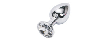 Анальная пробка серебряная с прозрачным кристаллом S 2,8 х 7,6 47064-MM