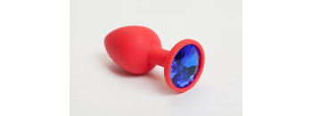 Пробка силиконовая красная с синим кристаллом 7,1 х 2,8 см 47067-MM