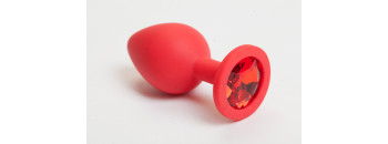 Пробка силиконовая красная с алым кристаллом 9,5х3,8см 47068-2-MM