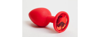 Пробка силиконовая красная с алым кристаллом 7,1 х 2,8 см 47068-MM