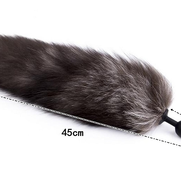 Пробка силиконовая с хвостом серебристая лиса 47077-2-MM