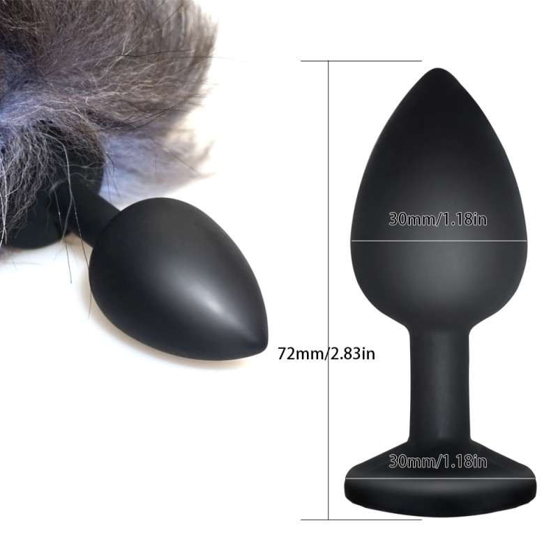 Пробка силиконовая с хвостом серебристая лиса 47077-2-MM