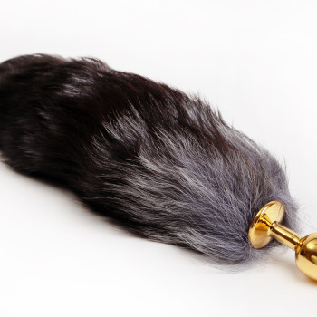 Хвост Королевская лиса с золотой пробкой 47077-3MM