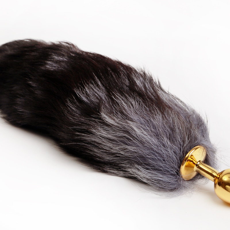 Хвост Королевская лиса с золотой пробкой 47077-3MM