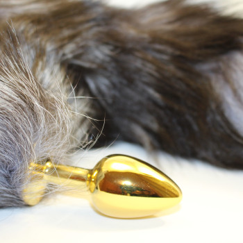 Хвост Королевская лиса с золотой пробкой 47077-3MM