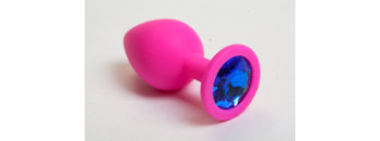 Пробка силиконовая розовая с синим кристаллом 9,5х4см 47082-2MM