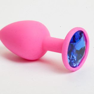 Пробка силиконовая розовая с синим кристаллом 7,1 х 2,8 см 47082-MM