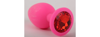 Пробка силиконовая розовая с алым кристаллом 9,5х4см 47083-2MM