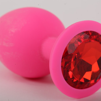 Пробка силиконовая розовая с алым кристаллом 9,5х4см 47083-2MM