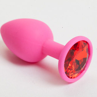 Пробка силиконовая розовая с алым кристаллом 7,1 х 2,8 см 47083-MM