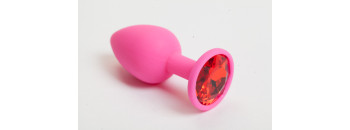 Пробка силиконовая розовая с алым кристаллом 7,1 х 2,8 см 47083-MM