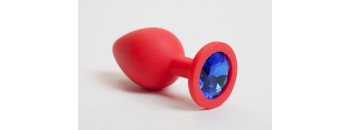 Пробка силиконовая красная с синим кристаллом  8,2 х 3,5 см 47094-MM