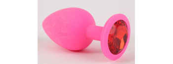 Пробка силиконовая розовая с красным кристаллом 8,2 х 3,5 47103-MM