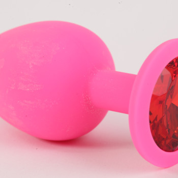 Пробка силиконовая розовая с красным кристаллом 8,2 х 3,5 47103-MM