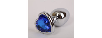 Пробка металлическая 7,5х2,8см с сердечком синий страз 47105-MM