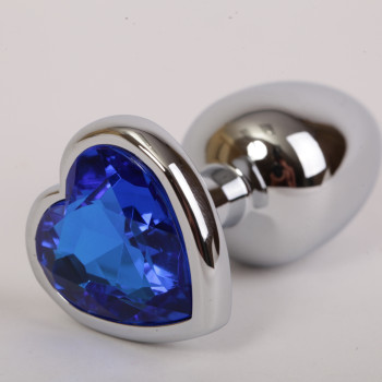 Пробка металлическая 7,5х2,8см с сердечком синий страз 47105-MM