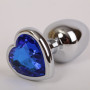 Пробка металлическая 7,5х2,8см с сердечком синий страз 47105-MM