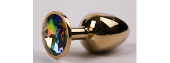 Анальная пробка золото с радужным стразом S 47107-MM