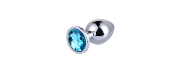 Пробка метал серебро голубой страз большая  47111-2MM