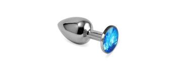 Анальная пробка серебро с голубым стразом S 2,8 х 7,6 47111-MM