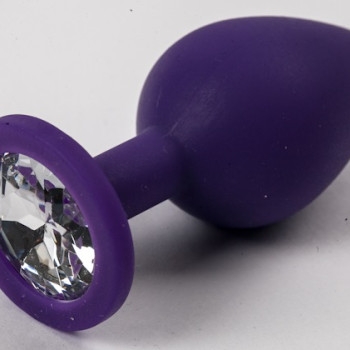 Пробка силиконовая фиолетовая с прозрачным стразом 9,5х4см 47117-2-MM