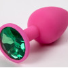 Пробка силиконовая розовая с зеленым стразом 7,1 х 2,8 см 47113-MM