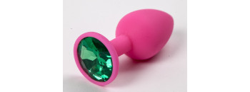 Пробка силиконовая розовая с зеленым стразом 7,1 х 2,8 см 47113-MM