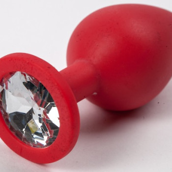 Пробка силиконовая красная с прозрачным стразом 9,5х4см 47114-2-MM