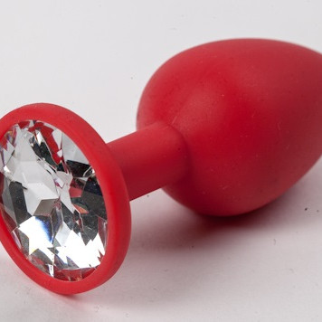 Пробка силиконовая красная с прозрачным стразом 7,1 х 2,8 см 47114-MM