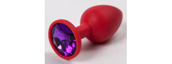 Пробка силиконовая  красная с фиолетовым стразом 7,1 х 2,8 см 47115-MM