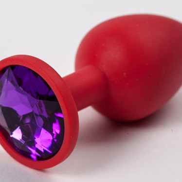 Пробка силиконовая  красная с фиолетовым стразом 7,1 х 2,8 см 47115-MM