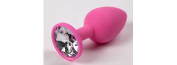 Пробка силиконовая розовая с прозрачным стразом 7,1 х 2,8 см 47118-MM