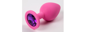 Пробка силиконовая розовая с фиолетовым стразом 9,5х4см 47119-2-MM