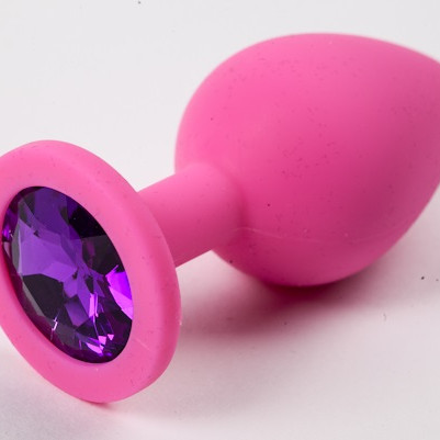 Пробка силиконовая розовая с фиолетовым стразом 9,5х4см 47119-2-MM