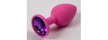 Пробка силиконовая розовая с фиолетовым стразом 7,1 х 2,8 см 47119-MM