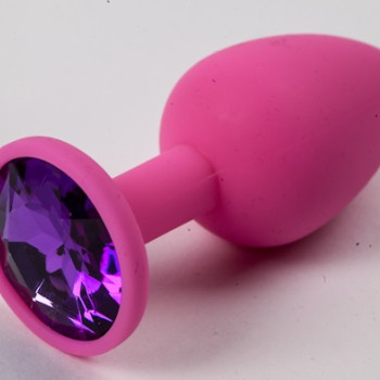 Пробка силиконовая розовая с фиолетовым стразом 7,1 х 2,8 см 47119-MM