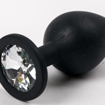 Пробка силиконовая черная с прозрачным стразом 9,5х4см 47120-2-MM