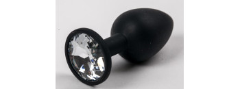 Пробка силиконовая черная с прозрачным стразом 7,1 х 2,8 см 47120-MM