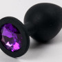 Пробка силиконовая черная с фиолетовым стразом 9,5х4см 47121-2-MM