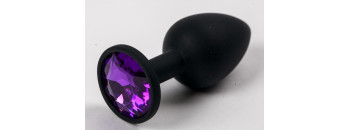 Пробка силиконовая черная с фиолетовым стразом 7,1 х 2,8 см 47121-MM