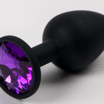 Пробка силиконовая черная с фиолетовым стразом 7,1 х 2,8 см 47121-MM