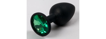 Пробка силиконовая черная с зеленым стразом 7,1 х 2,8 см 47122-MM