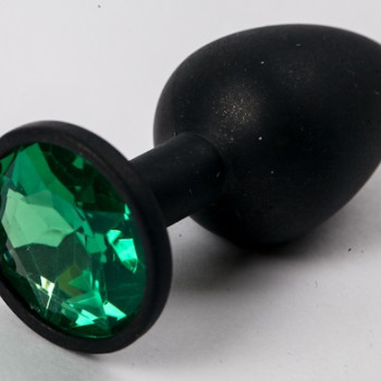 Пробка силиконовая черная с зеленым стразом 7,1 х 2,8 см 47122-MM