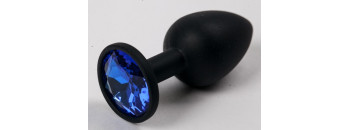 Пробка силиконовая черная с синим стразом 7,1 х 2,8 см 47124-MM