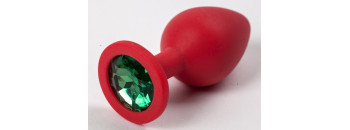 Пробка силиконовая красная с зеленым стразом 8,2 х 3,5 47125-MM