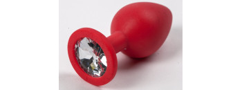 Пробка силиконовая красная с прозрачным стразом 8,2 х 3,5 см 47126-MM