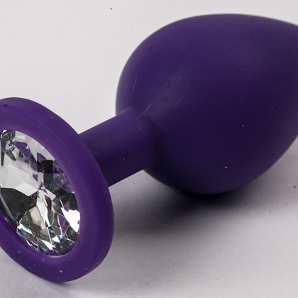 Пробка силиконовая фиолетовая с прозрачным стразом 8,2 х 3,5 см размер S 47132-MM