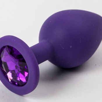 Пробка силиконовая фиолетовая с фиолетовым стразом 8,2 х 3,5 см 47133-MM