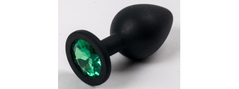 Пробка силиконовая черная с зеленым стразом 8,2 х 3,5 см 47134-MM