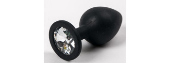 Пробка силиконовая  черная с прозрачным стразом 8,2 х 3,5 см 47135-MM